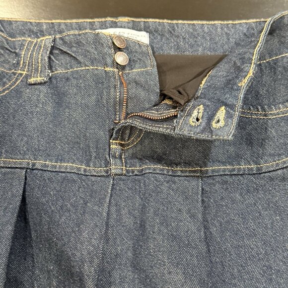 Y2K Style Micro Mini Dark Denim Skirt Shorts Skort Pockets Pleats Womens Size 6 - Picture 6 of 10